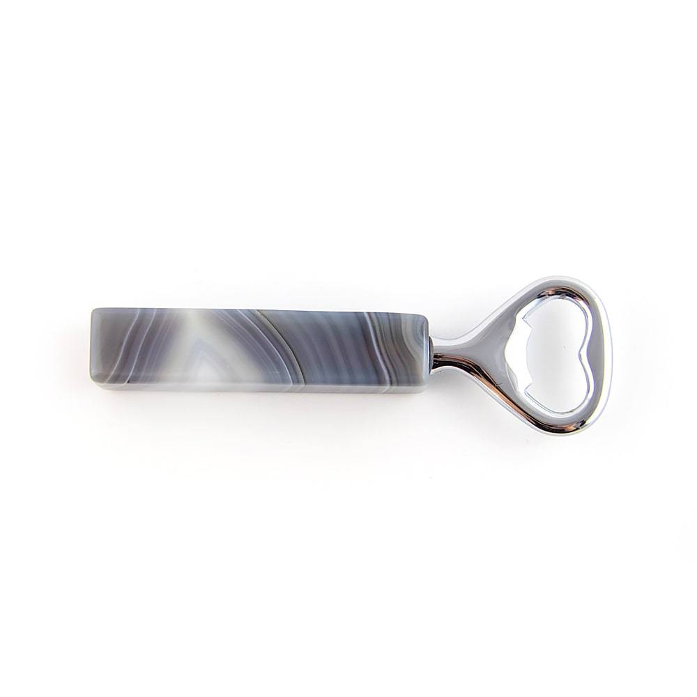 Agate stone bottle opener on a white background.