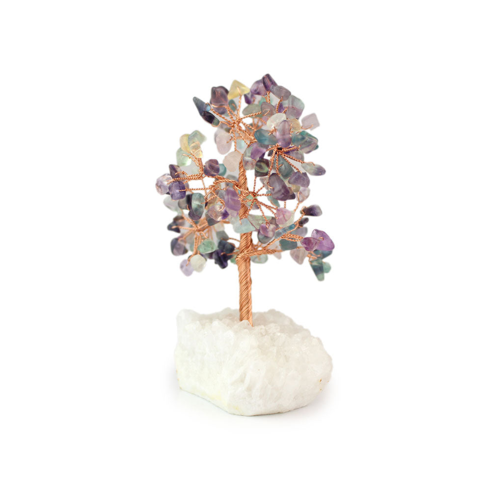 Fluorite Copper Tree on White Crystal Base