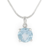 Round Blue Topaz in Sterling Silver Pendant