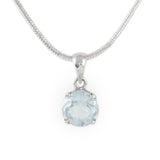 Round Blue Topaz in Sterling Silver Pendant