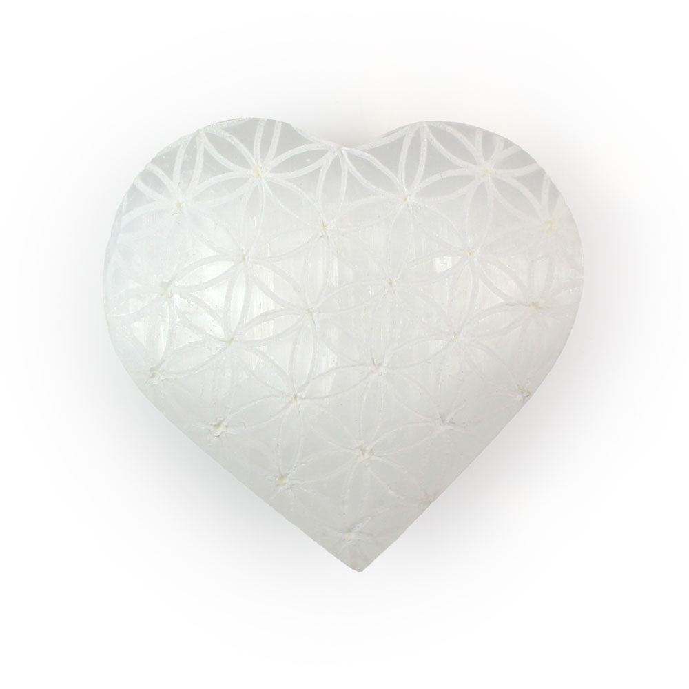 Selenite Heart Flower of Life