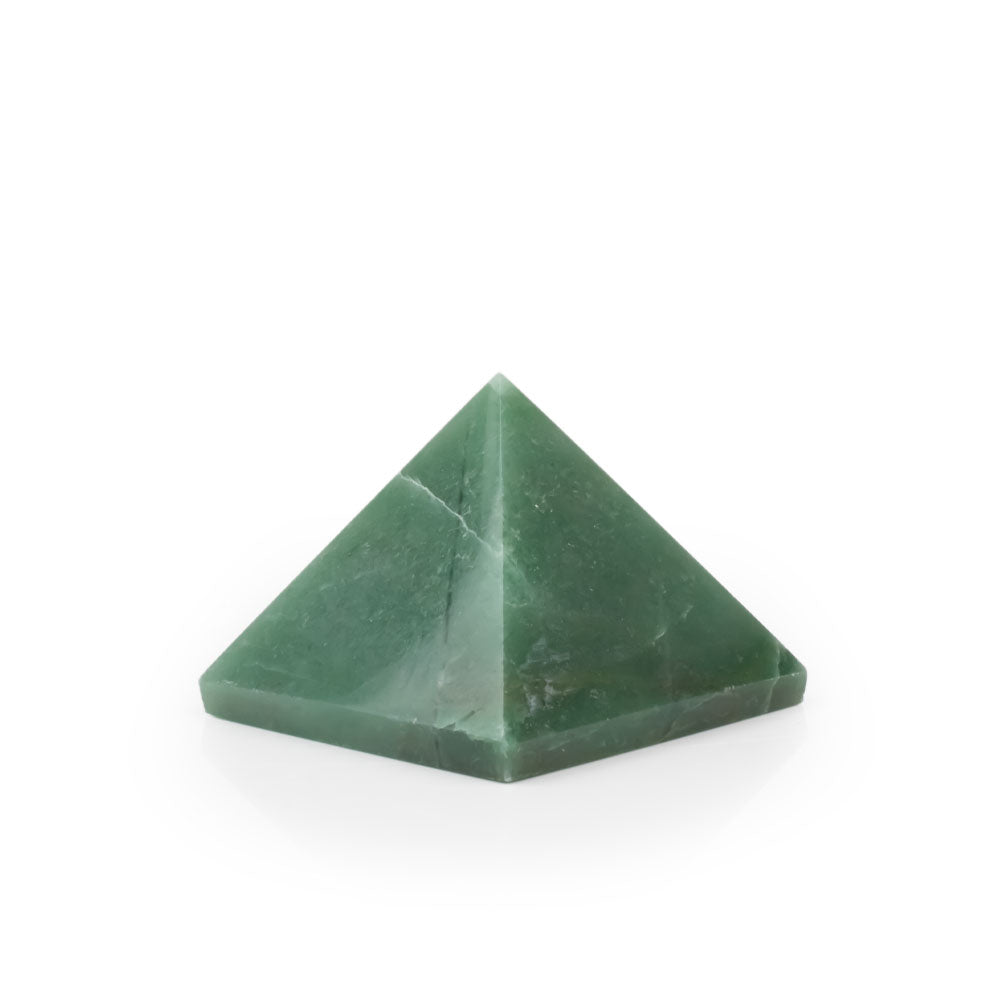 Medium green quartz pyramid stone for energy balancing and decor.