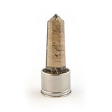 Smoky quartz crystal attachment for Sagittarius Laterra Gemstone Water Bottle, front view on white background.