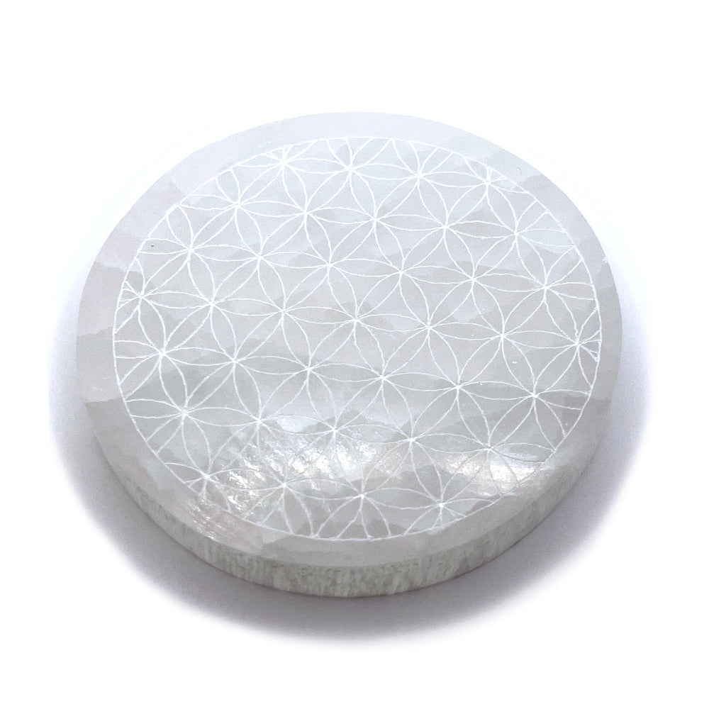 Selenite Flower Of Life Coaster | Shop Laterra Gems