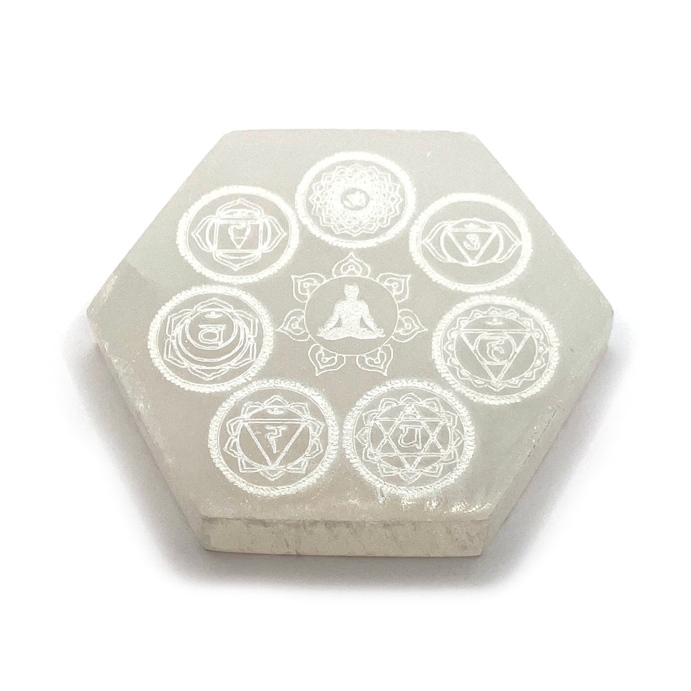 Selenite Hexagon Chakra Coaster | Shop Laterra Gems
