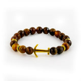 Tiger Eye Bracelet with Gold Anchor