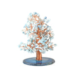 Aquamarine Copper Tree on White Crystal Base - Gemstone Tree of Life Decor for Home Energy, Desk Display and Crystal Gifting