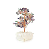 Fluorite Copper Tree on White Crystal Base