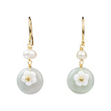 Jade Flower Charm Earrings