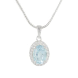 Oval Blue Topaz in Sterling Silver Pendant