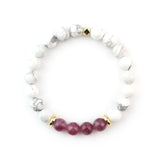 Pink Tourmailine and White Howlite Beaded Bracelet