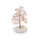 Rose Quartz Copper Tree on White Crystal Base