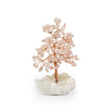 Rose Quartz Copper Tree on White Crystal Base