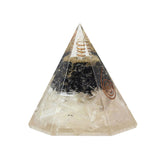 Selenite and Tourmaline Resin Pyramid