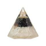 Selenite and Tourmaline Resin Pyramid