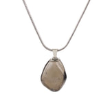Front view of Smoky Quartz Stone Pendant showing tumbled brown translucent crystal in metal setting.