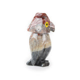 Left side profile of soapstone owl statue.