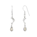 Sterling Silver Dolphin Earrings with Opal