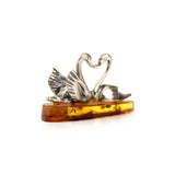 Sterling Silver Swans on Amber