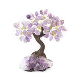 Medium Amethyst crystal bonsai tree with polished stones wired to amethyst base.