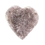 Front view of small Amethyst Gemstone Heart showing exposed purple crystal face.