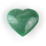 Green Quartz Heart, front view showing polished green crystal on white background
