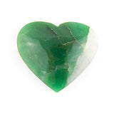 Green Quartz Heart, front view highlighting natural color variations and smooth surface.