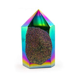 Rainbow Titanium Point, front view showing gradient of blue, gold, and violet hues.