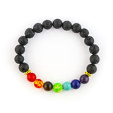 7 Chakra Beads Lava Rock Single Bracelet