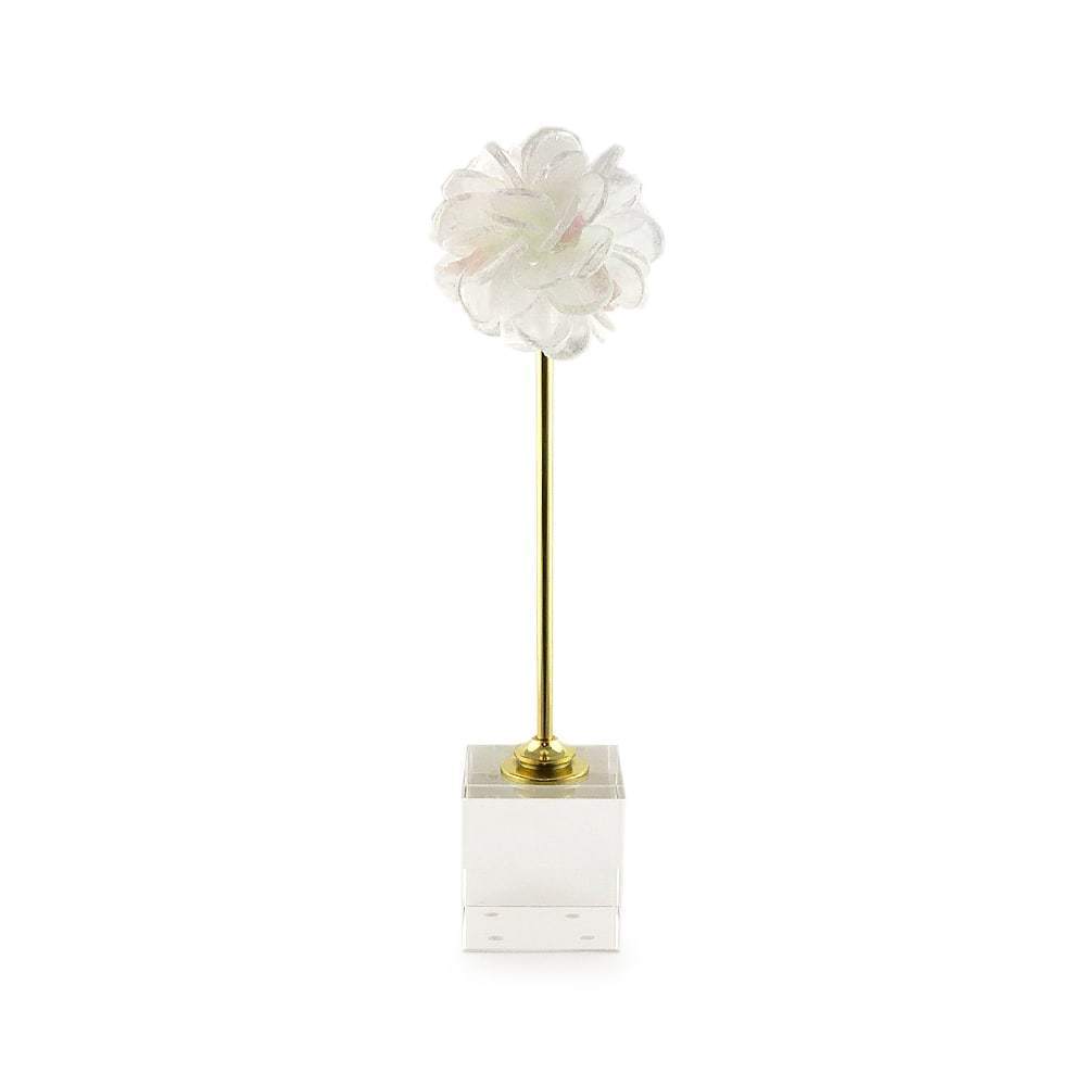 Acrylic Stand Selenite Rose Quartz Flower Gold Plated