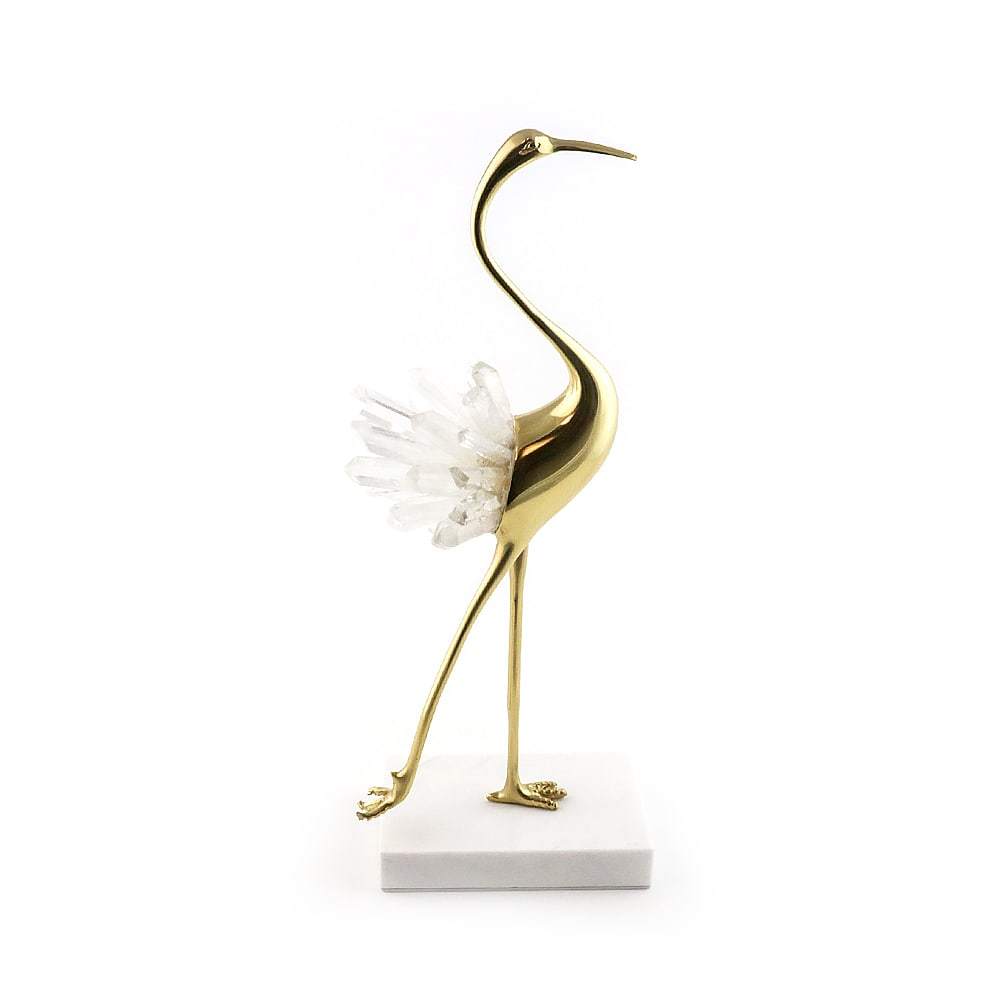 Decoration Birds Pointing Middle Crystal Quartz Marble