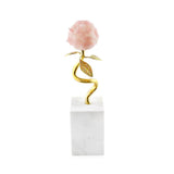 Marble Stand Rose Quartz Flower Gold Plated
