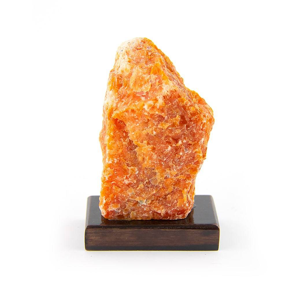 Orange Calcite on Wooden Piece