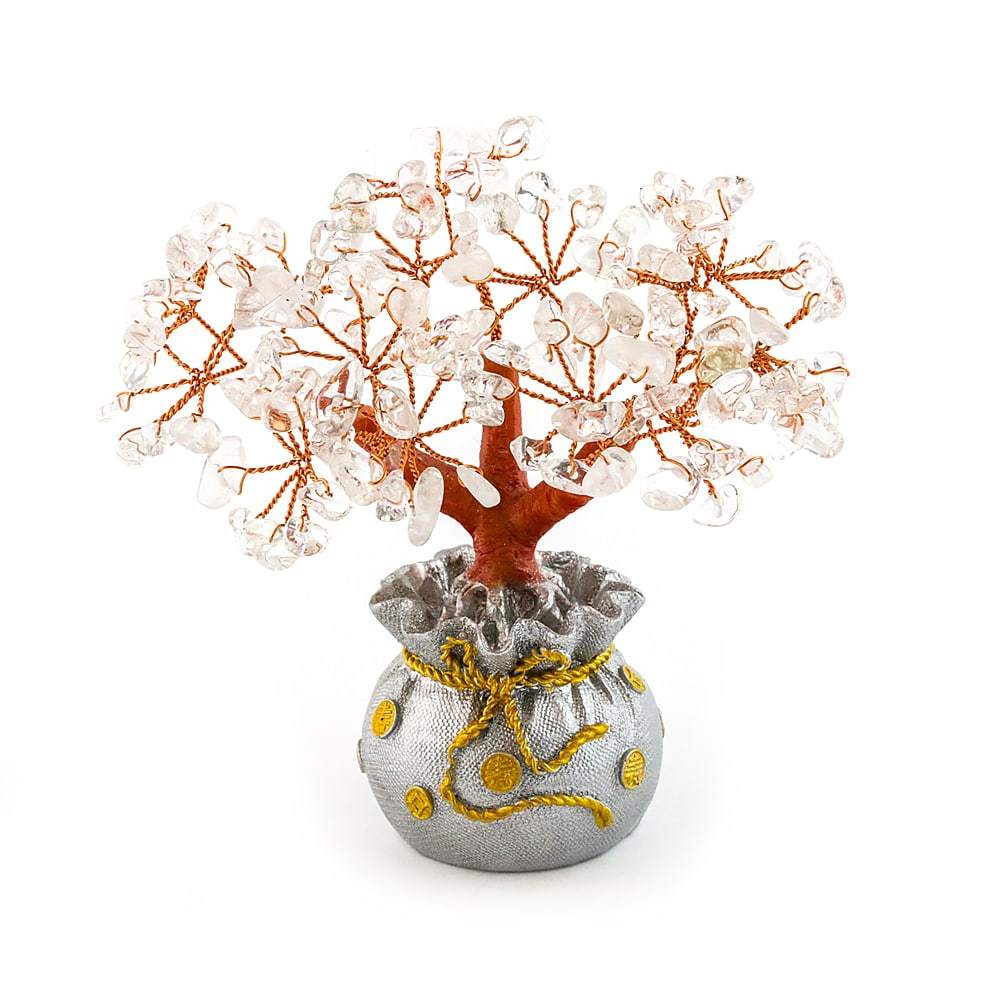 Clear Quartz Tree in Silver Plated Pot