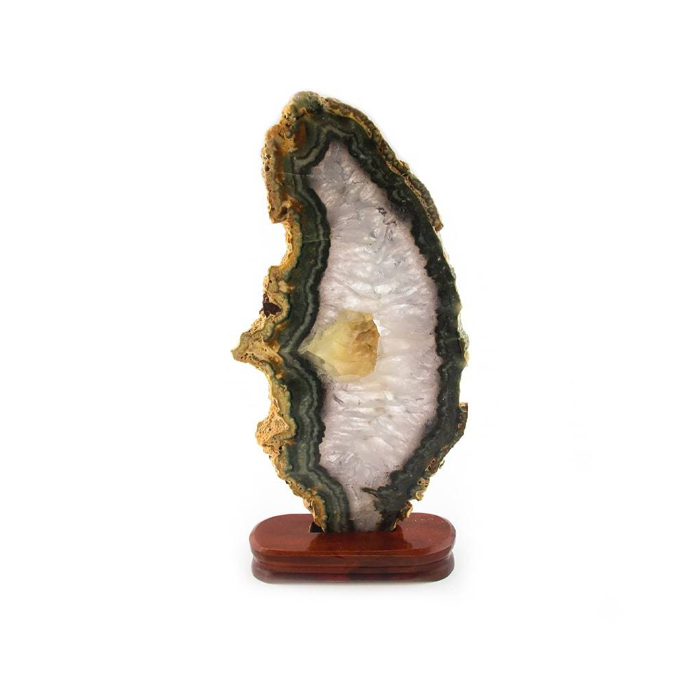 Agate Gemstone on Wooden Stand