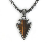Tiger Eye Pendant w/Black Stainless Steel Necklace