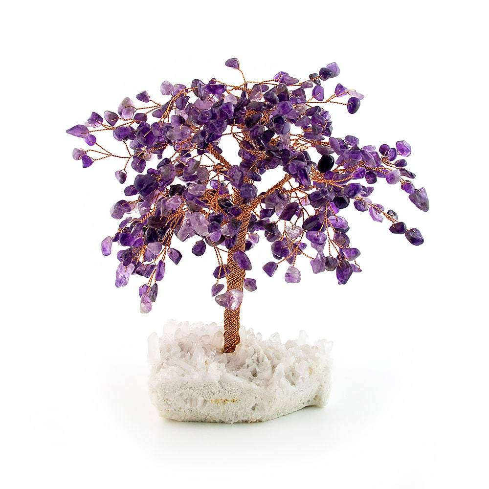 Amethyst Copper Tree on White Crystal Base