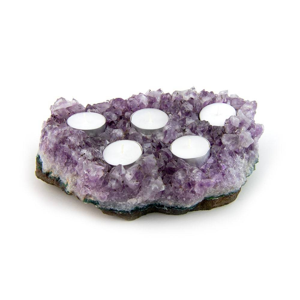 Amethyst Stone Five Tea-light Candle Holder