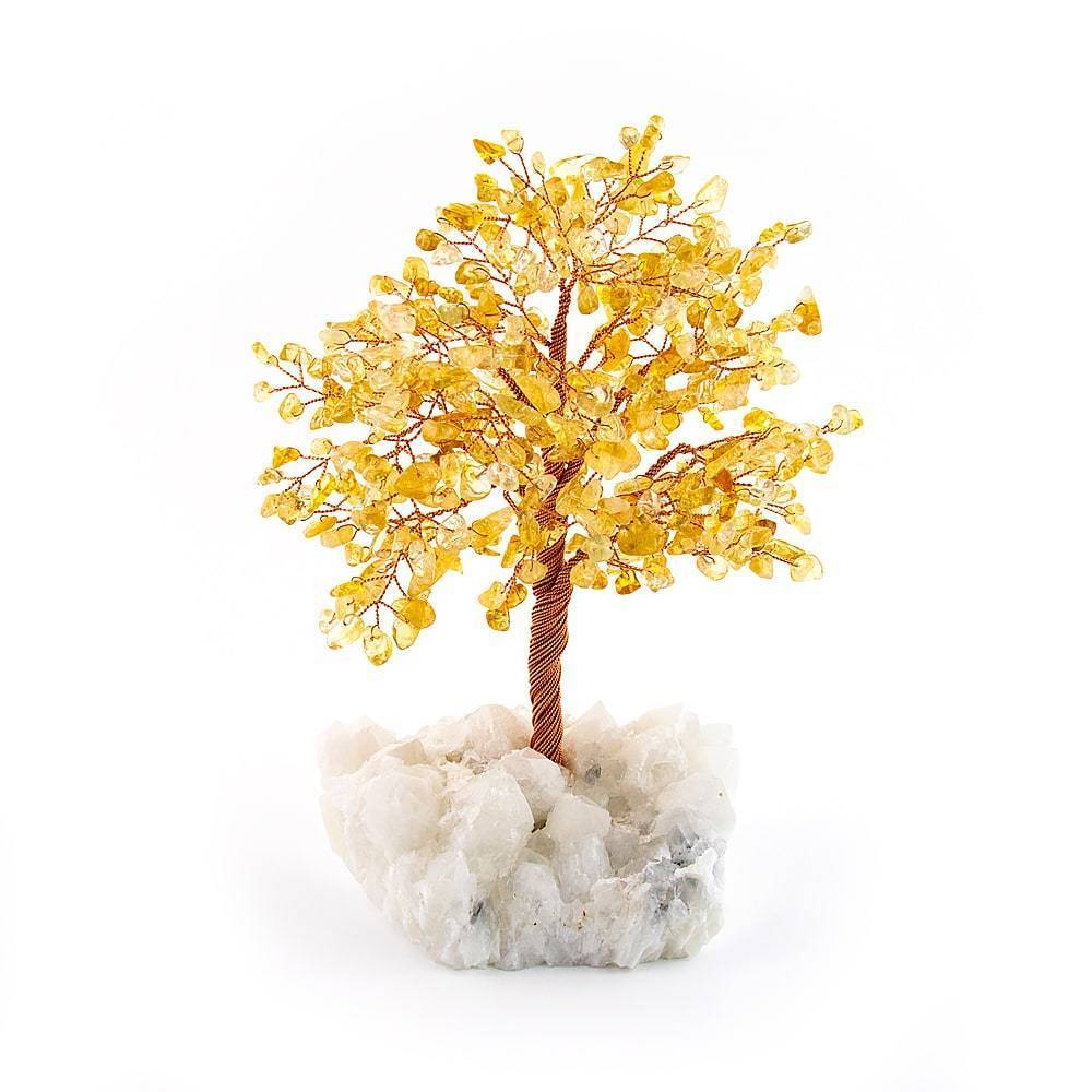 Citrine Copper Tree on White Crystal Base