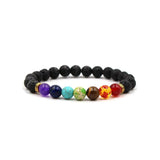 7 Chakra Beads Lava Rock Single Bracelet