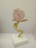 Marble Stand Rose Quartz Flower Gold Plated Small