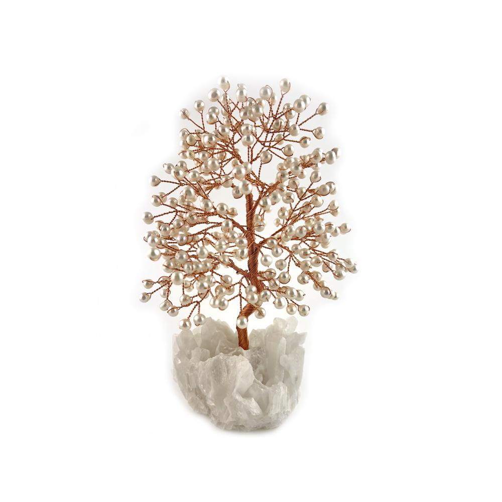 Pearl Copper Tree on White Crystal Base