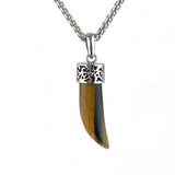 Laterra Gems Tiger Eye Horn Stainless Steel Necklace