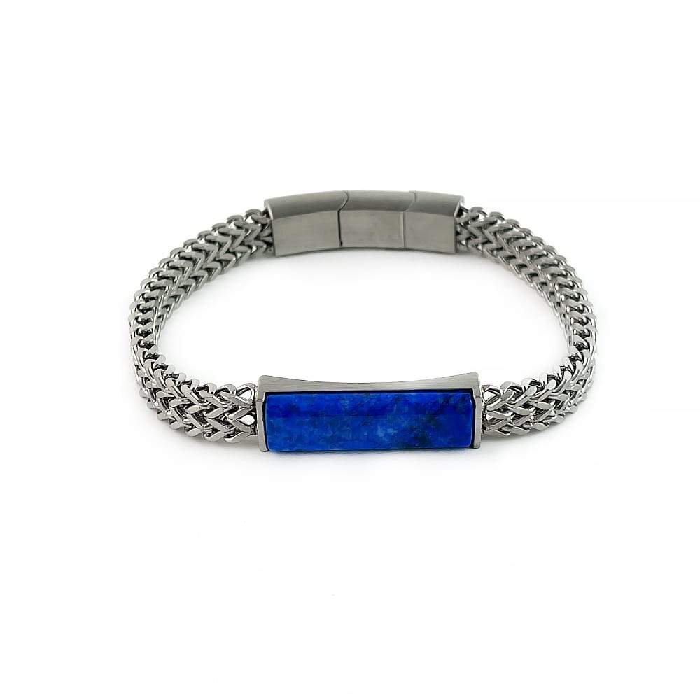 Laterra Gems Blue Lapis Stone Double Franco Chain Bracelet