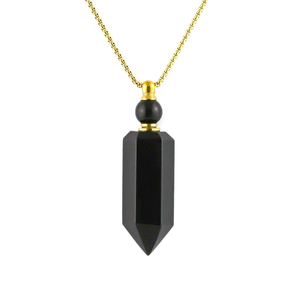 Laterra Gems Black Obsidian Perfume Bottle Pendant