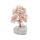 Rose Quartz Copper Tree on White Crystal Base