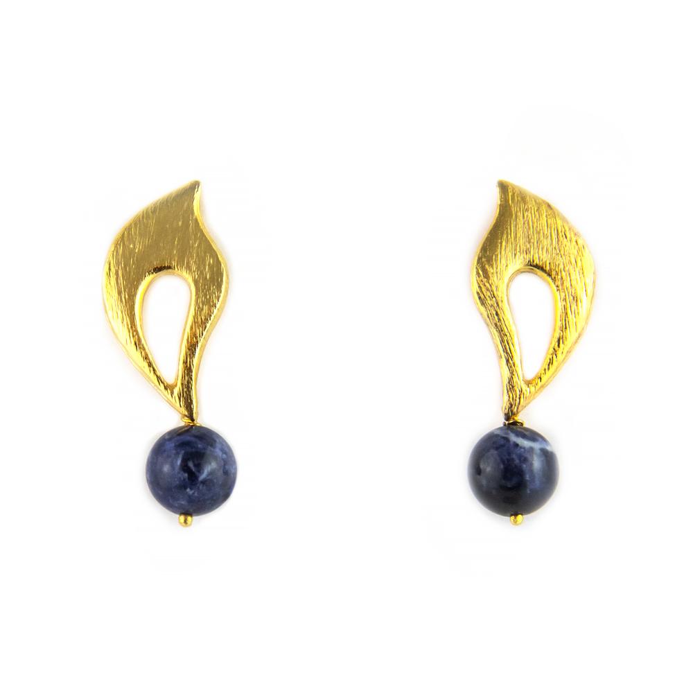 Laterra Gems Sodalite Gold Plated Earrings