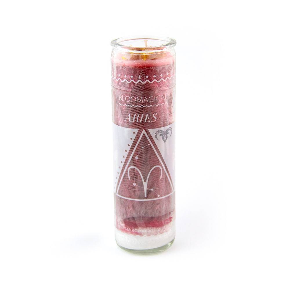 Magic Aries Red Zodiac Candle w/Crystals