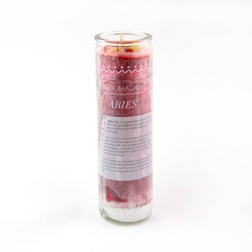 Magic Aries Red Zodiac Candle w/Crystals