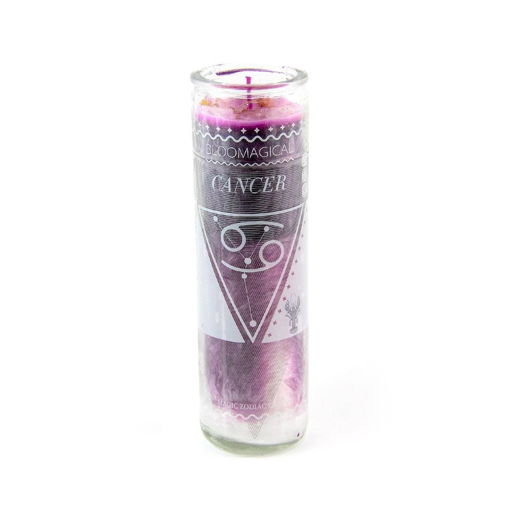 Magic Cancer Purple Zodiac Candle w/Crystals